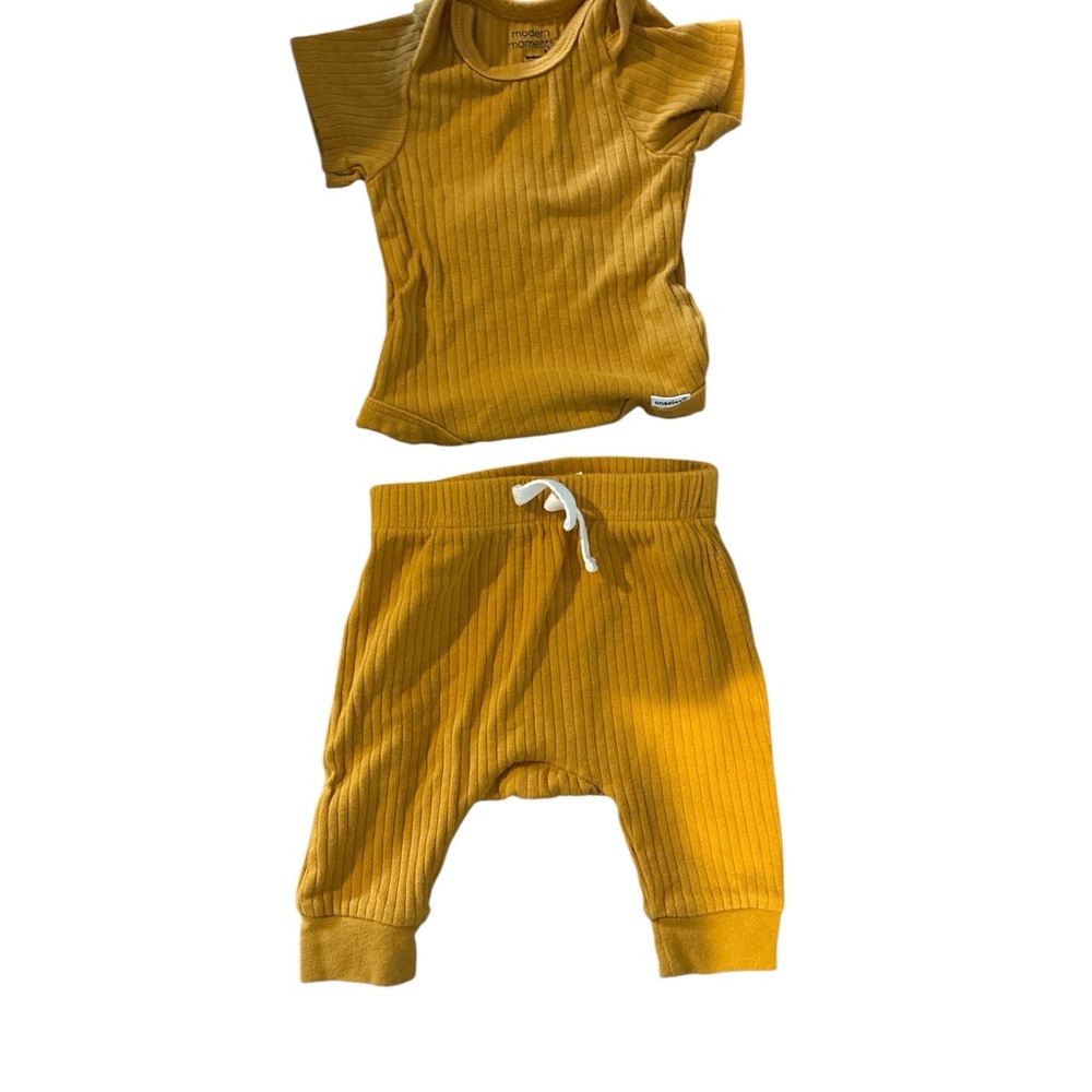Kids Mustard Ribbed Matching Set